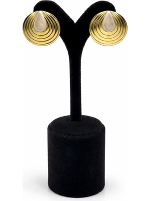 Pangu Mine Damla Detaylı Altın Renk Çelik Küpe