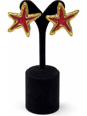 Pangu Altın Renk Mineli Çelik Yıldız Küpe