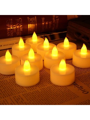 Oktay Sesal 24 LED Işıklı Mum Gün Işığı Pilli LED Işık Mum Pilli Mum Yılbaşı Mumları Yılbaşı Süsleri Romantik Dekor Mum