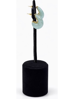 Pangu Altın Renk Lak Kaplama Kıvrımlı Akrilik Küpe