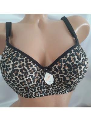 Shine Elegance Leopar Desenli Desteksiz Kadın Tek Sütyen