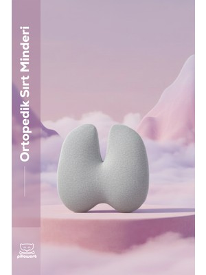 Pillowart Ortopedik Bel Minderi Visco Sırt Minderi Ofis, Ev, Araç Bel Destek Minderi Gri