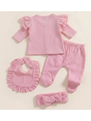 Biçomi Omuzdan Fırfır Detaylı  %100 Pamuk Kız Hastane Çıkışı