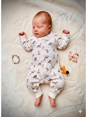 Süpermini Dinozor Desenli Fitilli Pamuk Bebek Tulumu