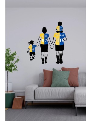 Oblivion Kişiye Özel Taraftar Duvar Dekoru-Anne-Baba-1 Kız 1 Erkek Çocuk-Isimli ve Numaralı -Takım Renkleri