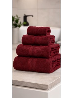 ANUSHKA Premium Set | Özdilek Otel Serisi 6'lı El Yüz Havlusu 50x90 cm %100 Pamuk 550 gr Kırmızı + ANUSHKA Fermuarlı Saklama Kılıfı