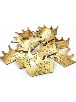 Güven Pleksi Lazer Kesim Taç Hoşgeldin Bebek Kişiye Özel Etiket