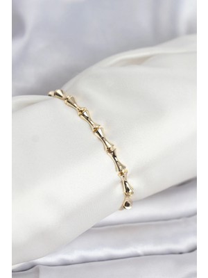 İlk El Grup Ieg™  Pirinç Gold Renk Vıp Seri Kemik Model Zirkon Taşlı Kadın Bileklik TG27BB8275