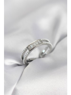 İlk El Grup Ieg™  Baget Zirkon Taşlı Gümüş Renk Incili Kadın Yüzük TG27BYK4031