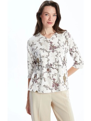 Lc Waikiki Yeni Sezon V Yaka Desenli Kadın Bluz