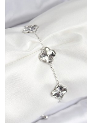 İlk El Grup Ieg™  Vıp Pirinç Yonca Model Gümüş Renk Kadın Bileklik TG27BB7782