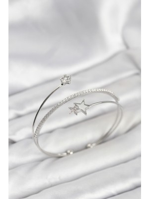 İlk El Grup Ieg™  Yıldızlı Model Pirinç Gümüş Renk Kadın Bileklik TG27BB8262