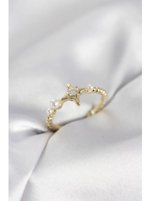 İlk El Grup Ieg™  Minimal Kutup Yıldızı Model Zirkon Taşlı Gold Renk Kadın Yüzük TG27BYK4127