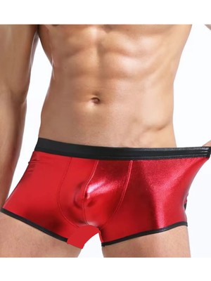 İlk El Grup Ieg™  Fantezi Deri Görünümlü Kırmızı Erkek Boxer Tanga TG274506
