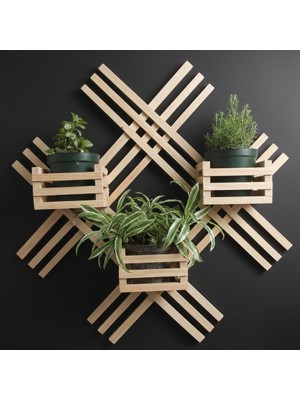 Genel 60X60 cm Doğal Ahşap Çapraz Tasarım Duvar Rafı - Kahve ve Ham Ahşap Renk Seçenekli