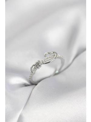 İlk El Grup Ieg™  Sarmal Kalp Model Zirkon Taşlı Gümüş Renk Kadın Yüzük TG27BYK4118