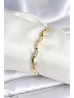 İlk El Grup Ieg™  Pirinç Gold Renk Dalgalı Model Kadın Bileklik TG27BB7962