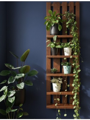 Genel Iskandinav Tarzı Ahşap Duvar Saksılığı - Ince Uzun (Slim) Dekoratif Raf