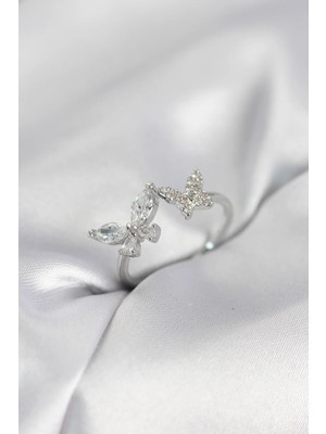 İlk El Grup Ieg™  Kelebek Model Zirkon Taşlı Gümüş Renk Kadın Yüzük TG27BYK4077