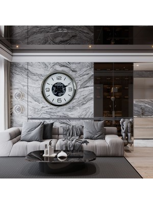 İlk El Grup Ieg™ Krom Modern 60 cm Çarklı Duvar Saati