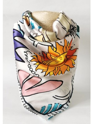 Halley Concept Good Vibes Desenli Saten Fular – 65X65 cm