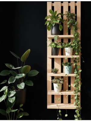 Genel Iskandinav Tarzı Ahşap Duvar Saksılığı - Ince Uzun (Slim) Dekoratif Raf