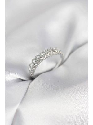 İlk El Grup Ieg™  Motif Desenli Gümüş Renk Zirkon Taşlı Kadın Yüzük TG27BYK4150