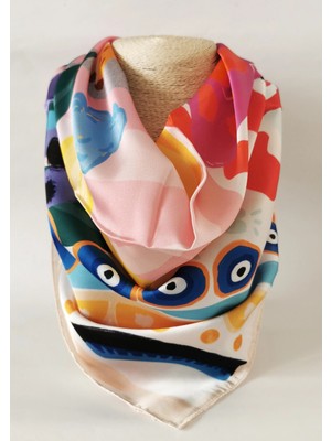 Halley Concept Pop Carnival Desenli Saten Fular