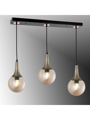 TT601-3S-SY-ESK Tt Aydınlatma Mat Siyah - Eskitme 3 Lü Uzun Hunili Sıralı Avize