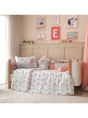 Özgürce Sevimli Köpek Temalı Montessori Uyku Seti, Pamuk Müslin, Pastel Renkler