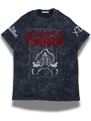 Fuddy Moda Unisex The Weeknd Hurry Up Tomorrow Kol Baskılı Yıkamalı T-Shirt, Oversize Rapper Temalı Tişört