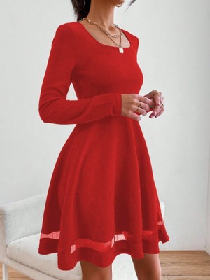 Buğrahayalin Etek Tül Detay Krep Elbise