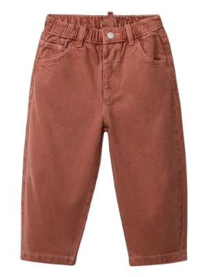 Kiremit Rengi %100 Pamuklu Oversize Beli Lastikli Çocuk Pantolonu