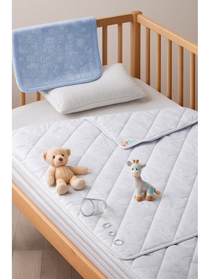 Özgürce Yumuşak ve Rahat Mavi Bebek Uyku Seti 3’lü (Yorgan, Alez, Battaniye)