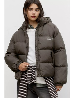 Allbucks Pull&bear Logolu Kapüşonlu Şişme Mont ABPNB3764