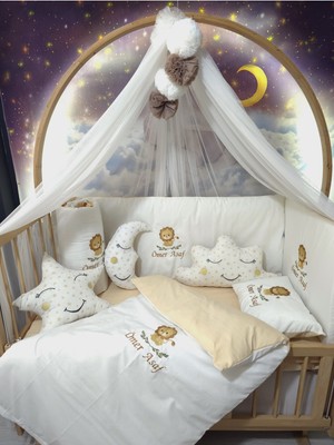 Özgürce Bebek Uyku Seti 70X130, Nakışlı Isimli, 17 Parça, Lüks Cibinlik ve Aparat