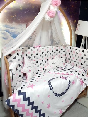 Özgürce Kız Bebek Uyku Seti 60X120, Beşik Kenar Korumalı, Yorgan ve Yastık Içerir