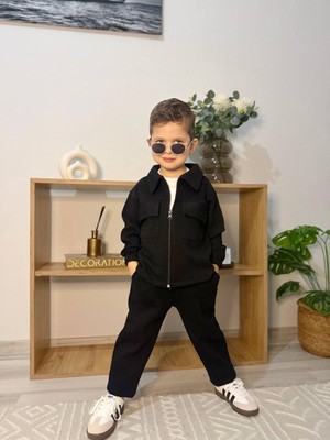 Narin Kids Bayramlık Gabardin 3'lü Erkek Çocuk Tarz Alt Üst Takım