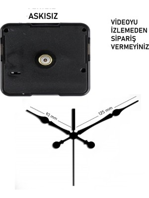 Cnr Shop Duvar Saati Mekanizması, 18 mm Şaft Sessiz Çalışır Akar Mekanizma Akrep-Yelkovan-Saniye-(Askısız)