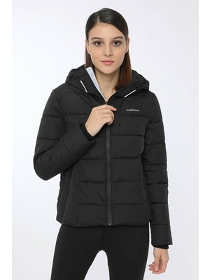 Lumberjack Kadın Apreski Coat Siyah Kısa Mont Polyester Kapüşonlu Regular Fit
