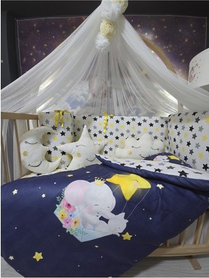 Özgürce Bebek Uyku Seti 60X120, Cibinlikli, Beşik Kenar Korumalı, Dijital Yorgan & Yastık