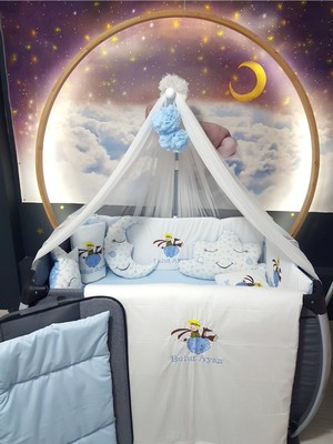 Özgürce 70X120 Isme Özel Nakışlı Bebek Uyku Seti, Lüks Cibinlik ve Aparatlı