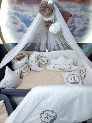 Özgürce 70X120 Nakışlı Bebek Uyku Seti, Lüks Cibinlik ve Tavşan Motifli