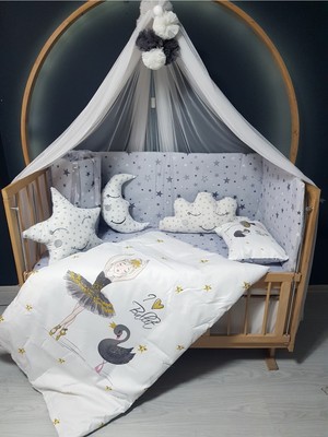 Özgürce Bebek Uyku Seti 60X120, Cibinlikli, Beşik Kenar Korumalı, Yorgan ve Yastık