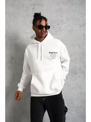 Freedom Storee Erkek 98 Baskılı Kapşonlu Sweat - Beyaz