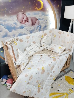 Özgürce 70X130 Bebek Uyku Seti, Ay, Bulut ve Yıldız Desenli, Rahat Uyku Keyfi