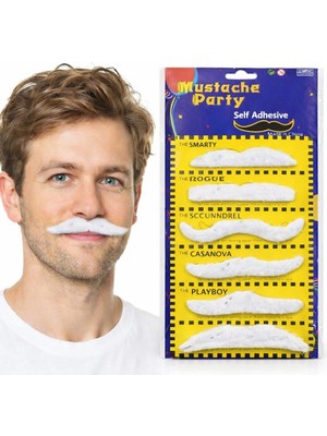 SHC4200 6’lı Yapışkanlı Beyaz Parti Bıyık Seti – Farklı Modeller