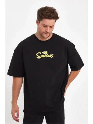 Freedom Storee Erkek Sırt Baskılı Bisiklet Yaka Oversize T-Shirt - Siyah