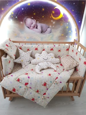 Özgürce Sevimli Ayıcık Desenli Bebek Uyku Seti, 70X130 cm Cibiniksiz