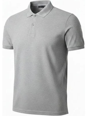 Freedom Storee Erkek Pike Kumaş Düğmeli Yaka Regular Fit Günlük Kısa Kol Tişört T-Shirt - Gri